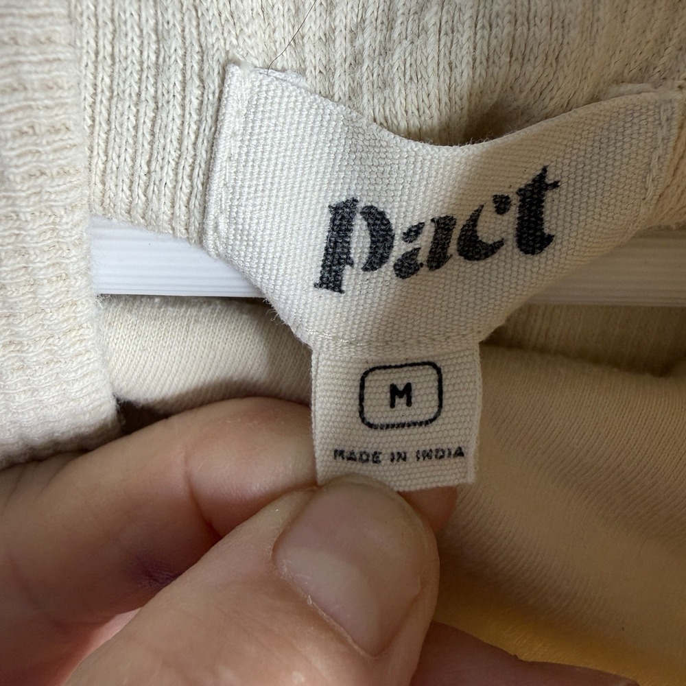 Pact Small Waffle Knit Sweatshirt Pullover Snap Oatmeal 100% Organic Cotton - Picture 9 of 13